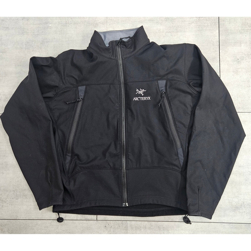Vtg Arcteryx Mens Black Polartec Softshell Jacket Full Zip Made in Canada Size L